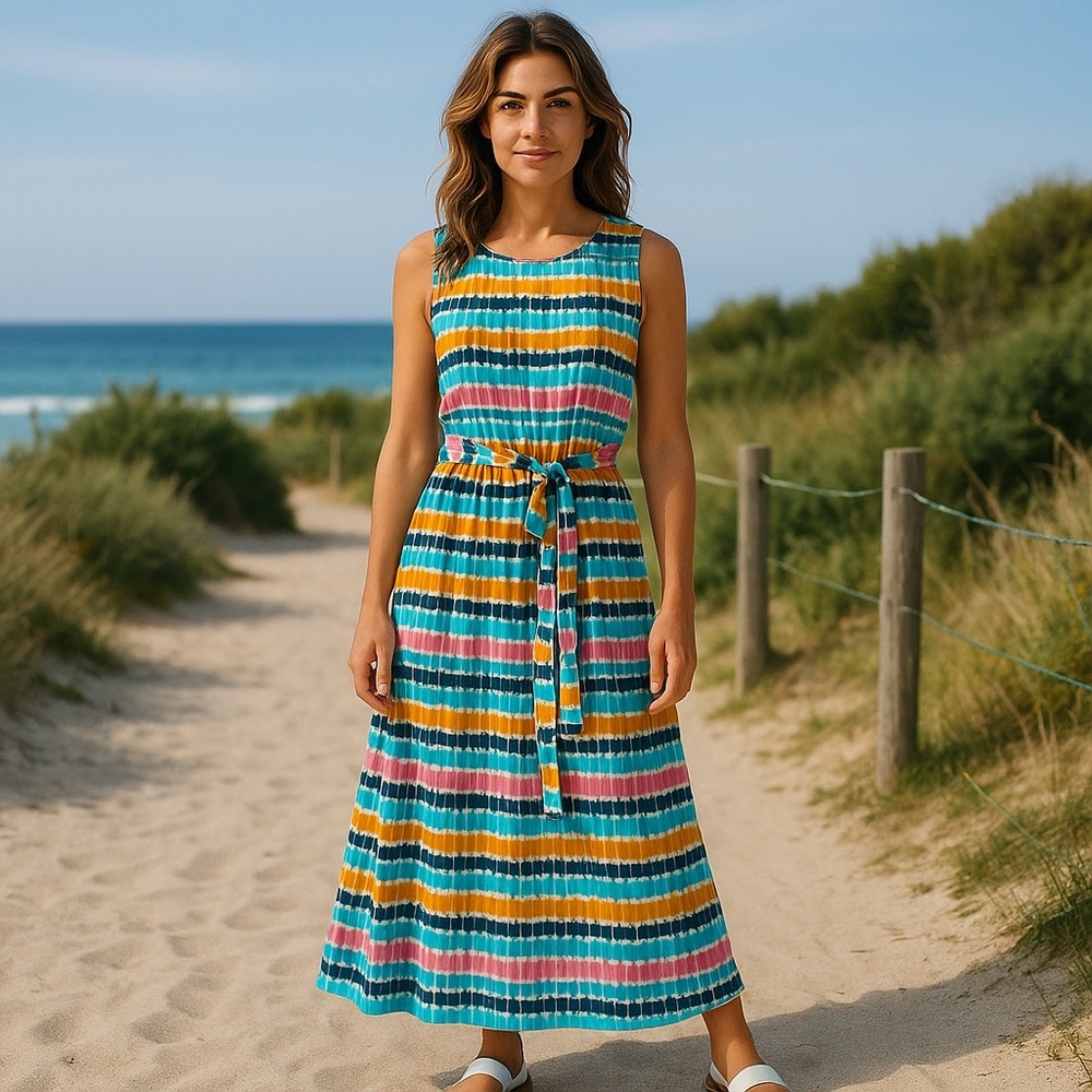 Harbor Island Signature Striped Multicolor Sleeveless Maxi Dress - Picture 4 of 9